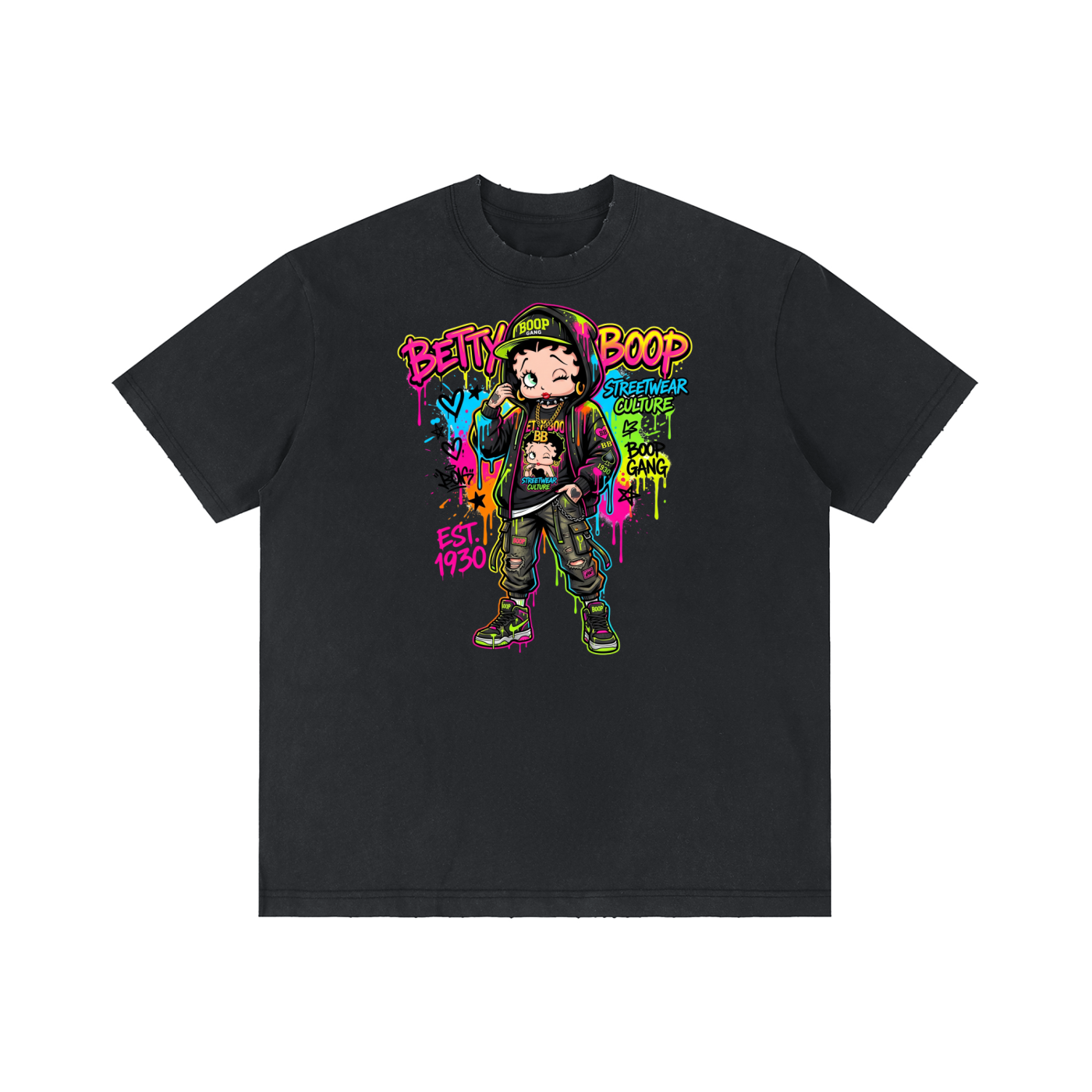 Unisex Vintage Wash Distressed T-Shirt - Betty Boop
