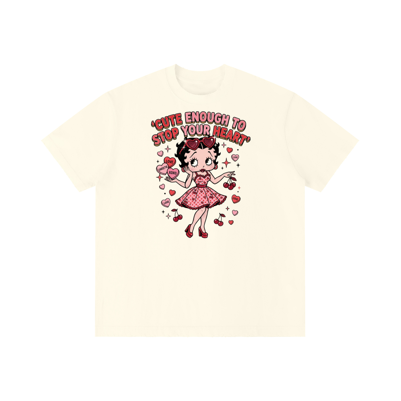 Unisex Vintage Wash Distressed T-Shirt - Betty Boop