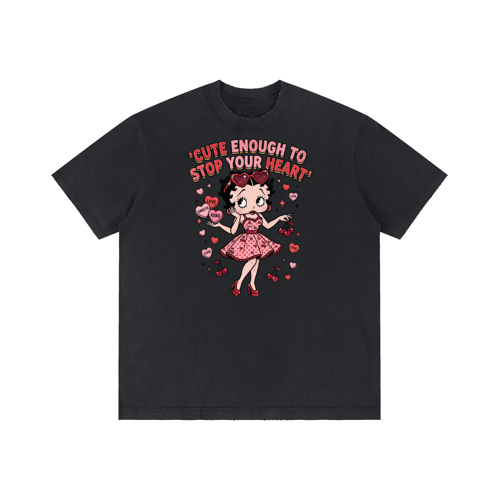 Unisex Vintage Wash Distressed T-Shirt - Betty Boop