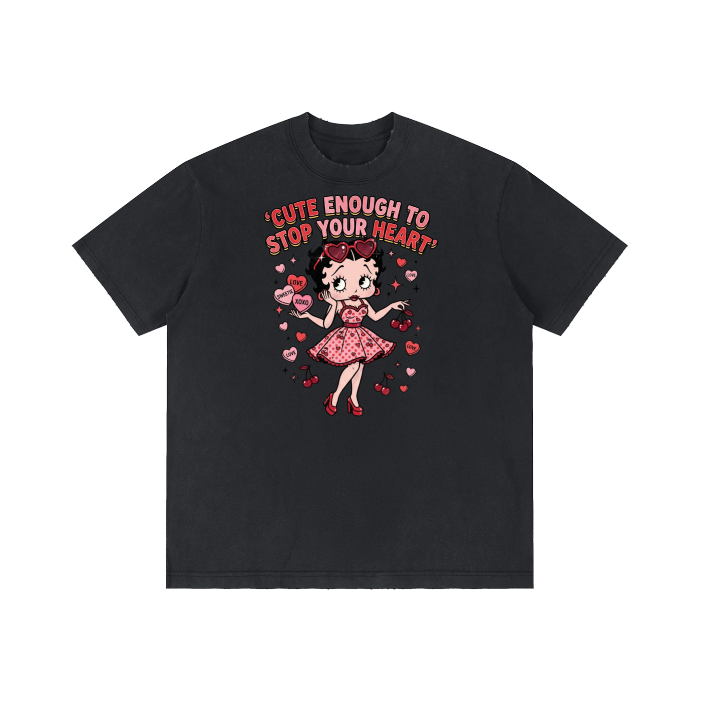 Unisex Vintage Wash Distressed T-Shirt - Betty Boop