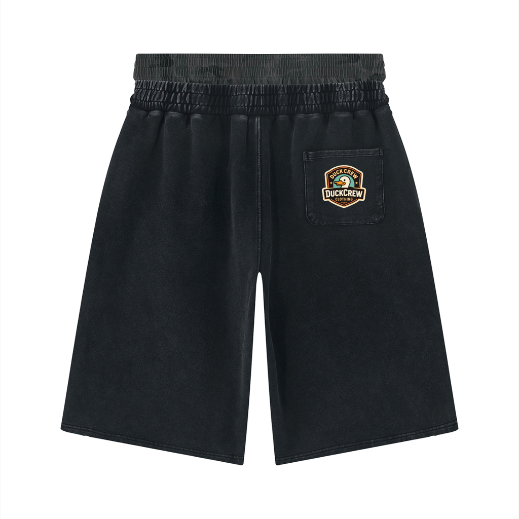 Unisex Vintage Wash Distressed Wide Leg Shorts - Duck crew