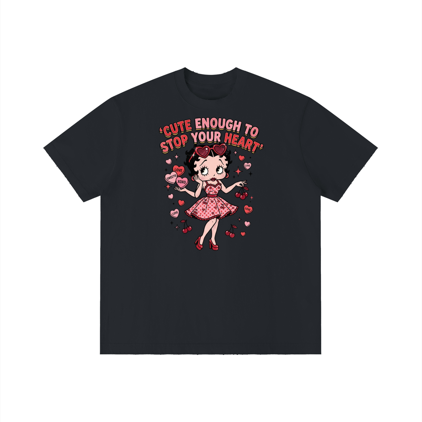 Unisex Vintage Wash Distressed T-Shirt - Betty Boop