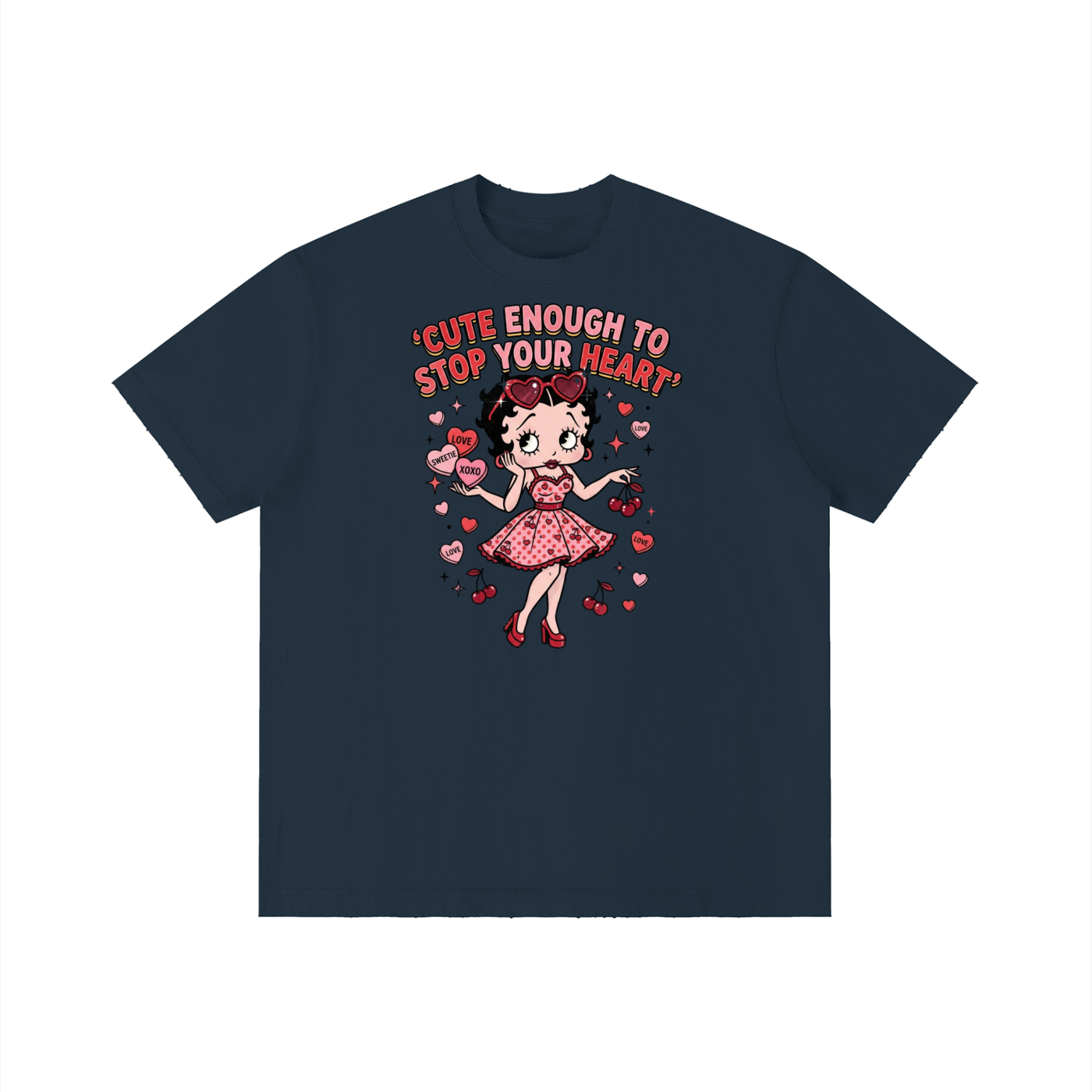 Unisex Vintage Wash Distressed T-Shirt - Betty Boop
