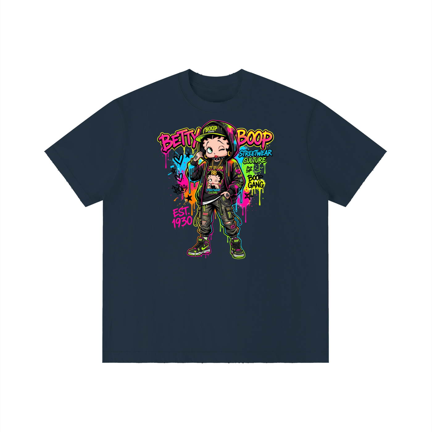 Unisex Vintage Wash Distressed T-Shirt - Betty Boop