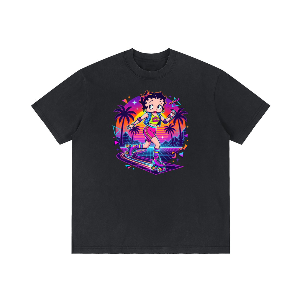 Unisex Vintage Wash Distressed T-Shirt - Betty boop