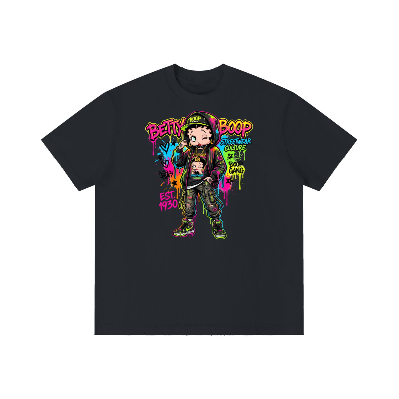 Unisex Vintage Wash Distressed T-Shirt - Betty Boop
