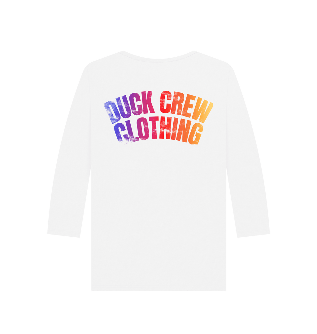 White Printed Long Sleeve T Shirt Back