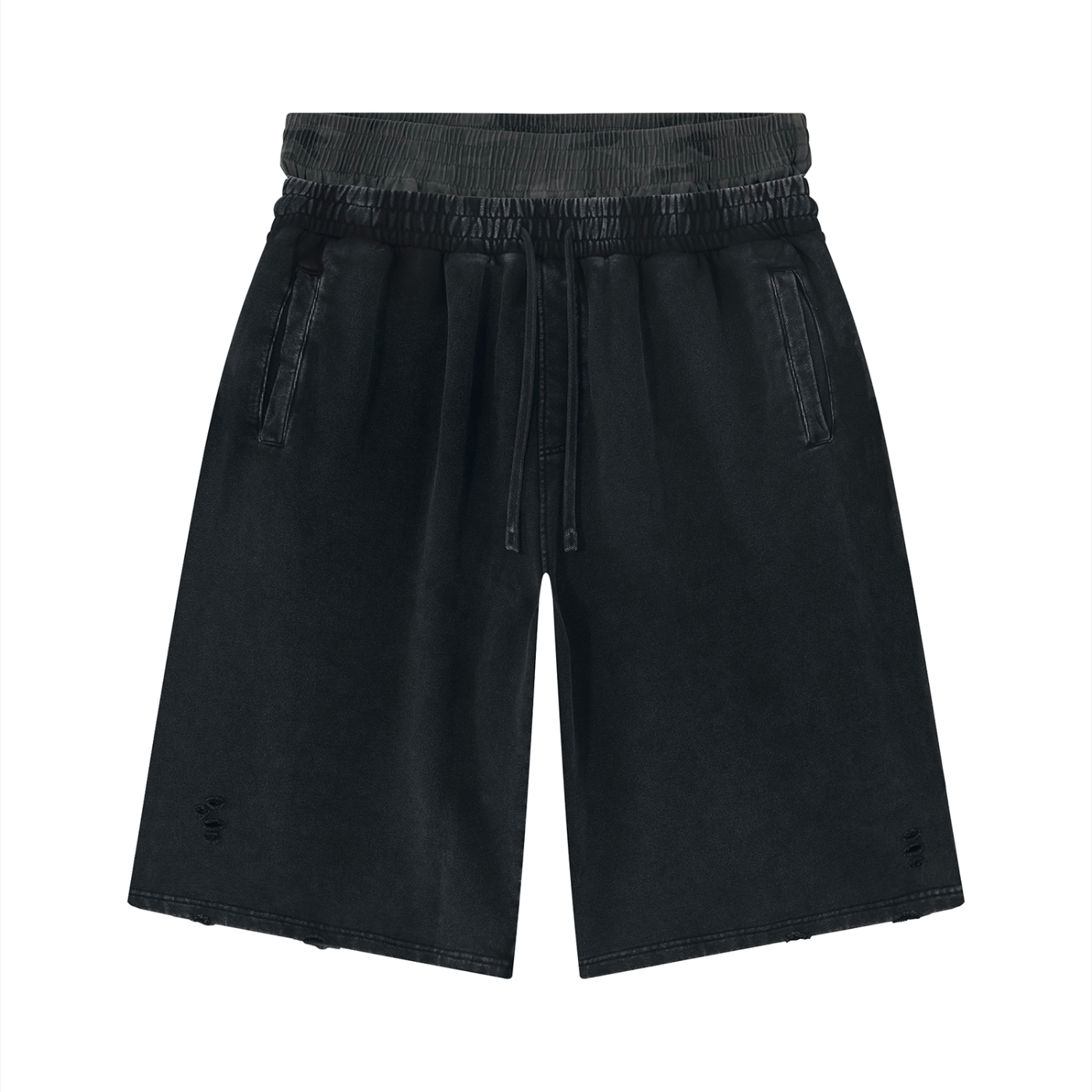 Unisex Vintage Wash Distressed Wide Leg Shorts - Duck crew