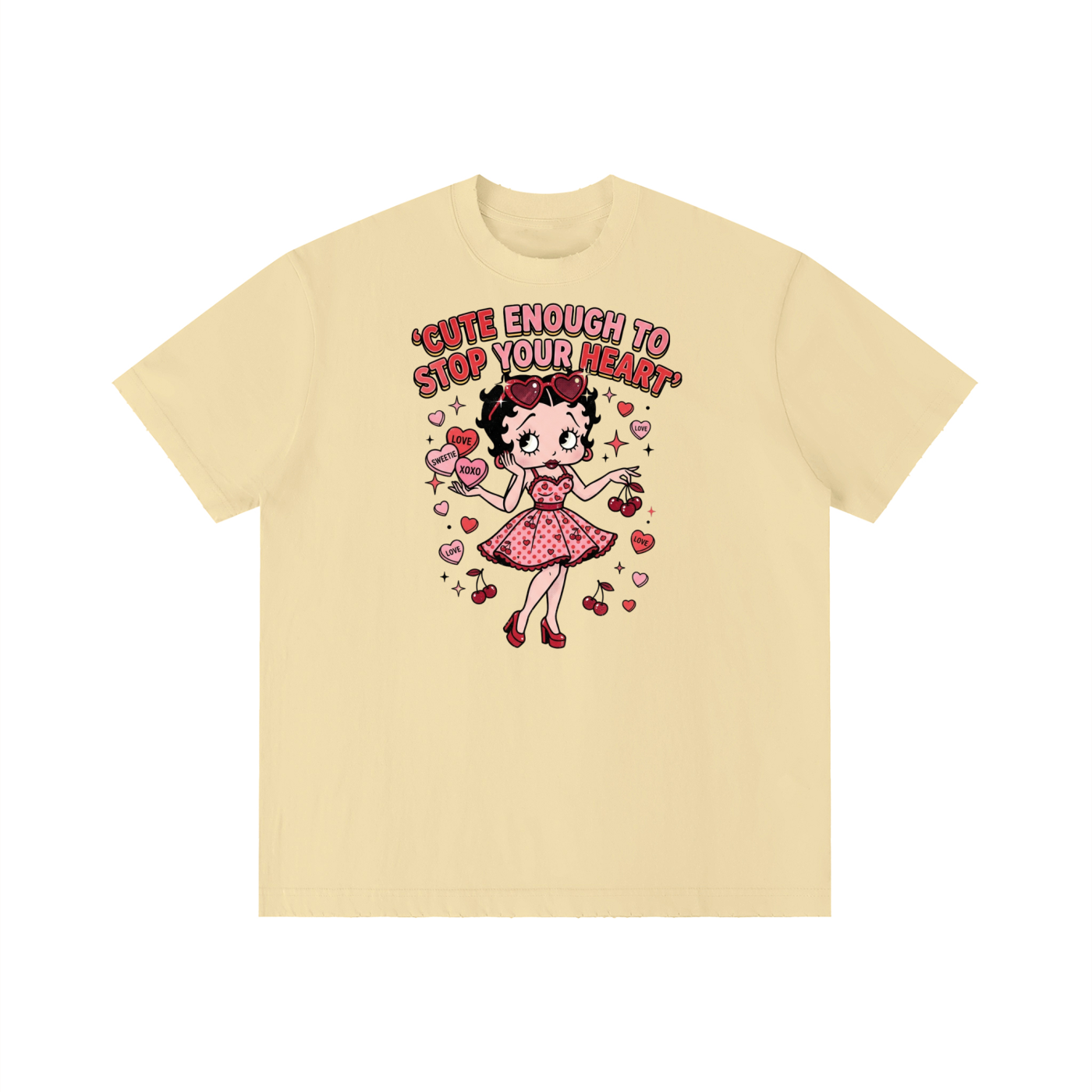 Unisex Vintage Wash Distressed T-Shirt - Betty Boop
