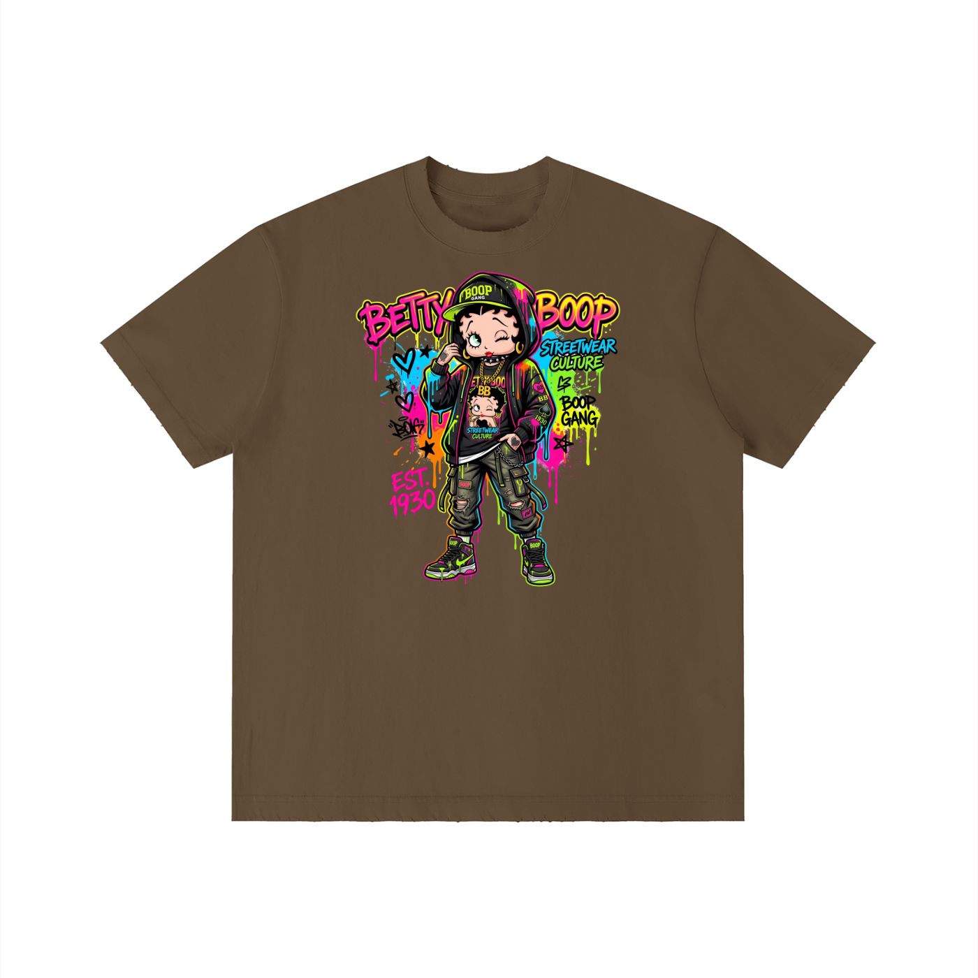 Unisex Vintage Wash Distressed T-Shirt - Betty Boop