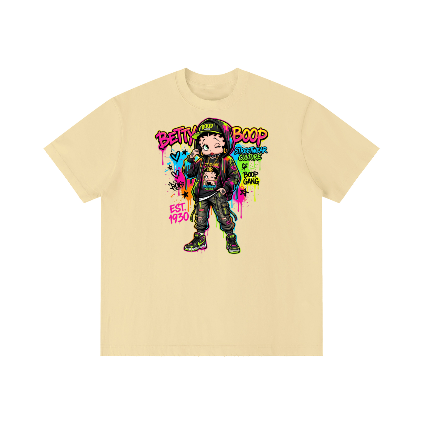Unisex Vintage Wash Distressed T-Shirt - Betty Boop