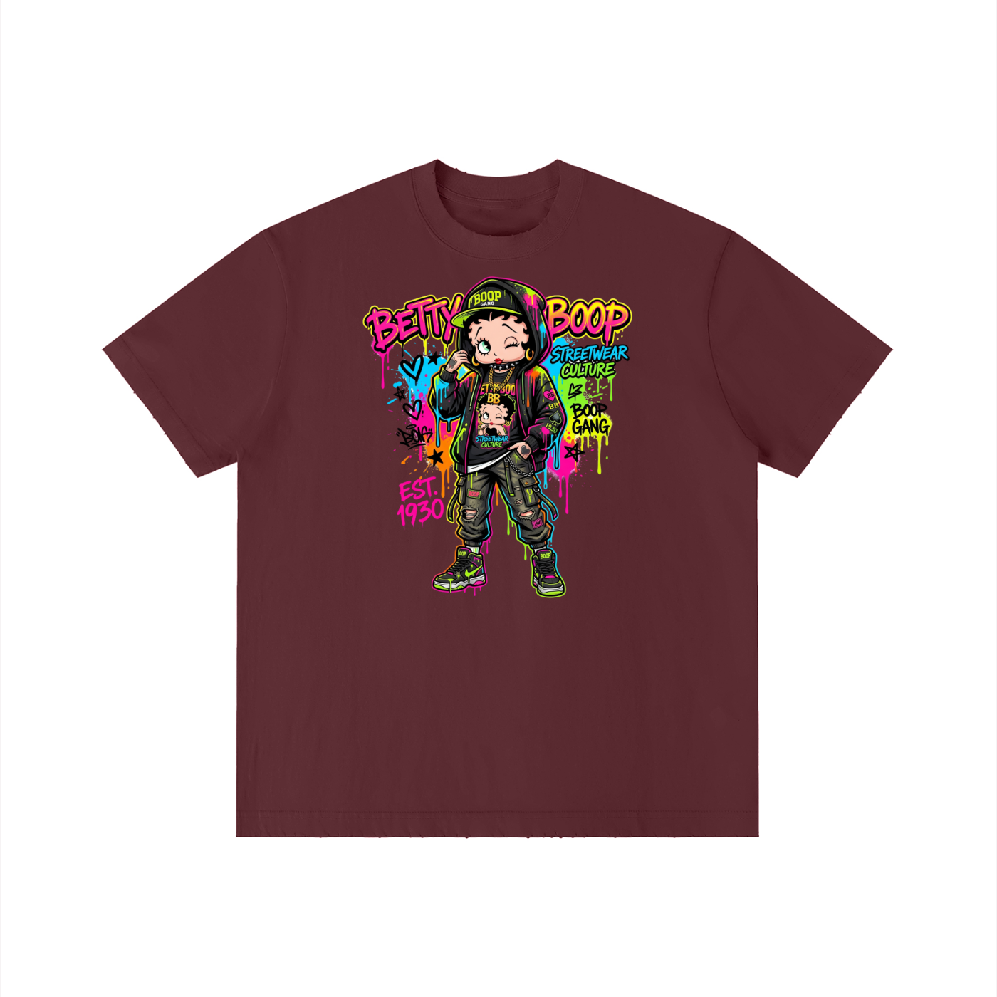 Unisex Vintage Wash Distressed T-Shirt - Betty Boop