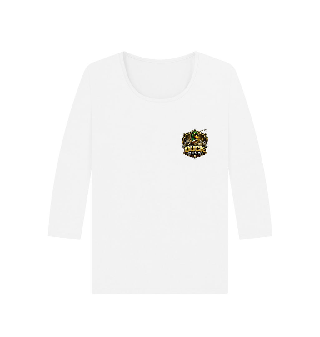 White Printed Long Sleeve T Shirt Front