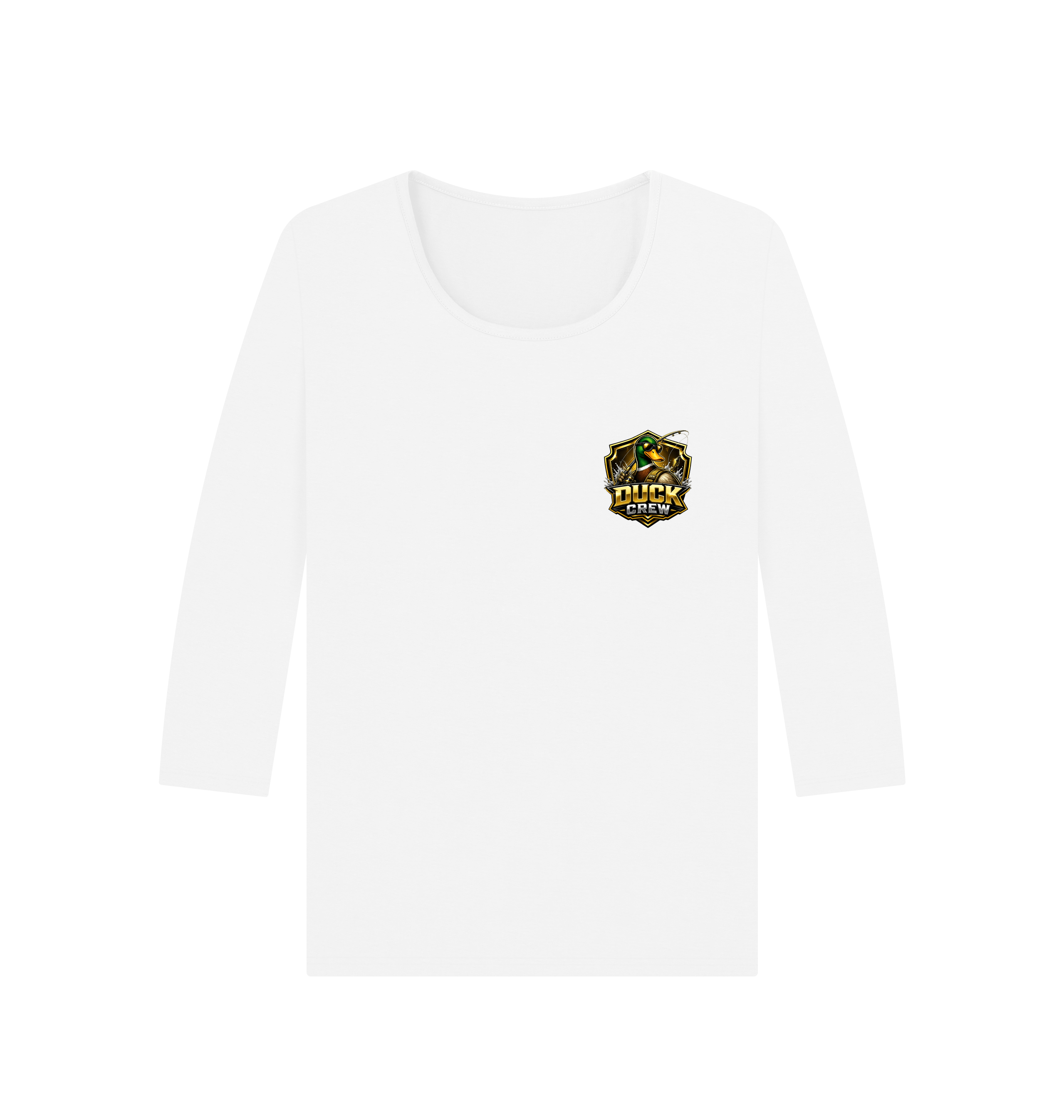 White Printed Long Sleeve T Shirt Front