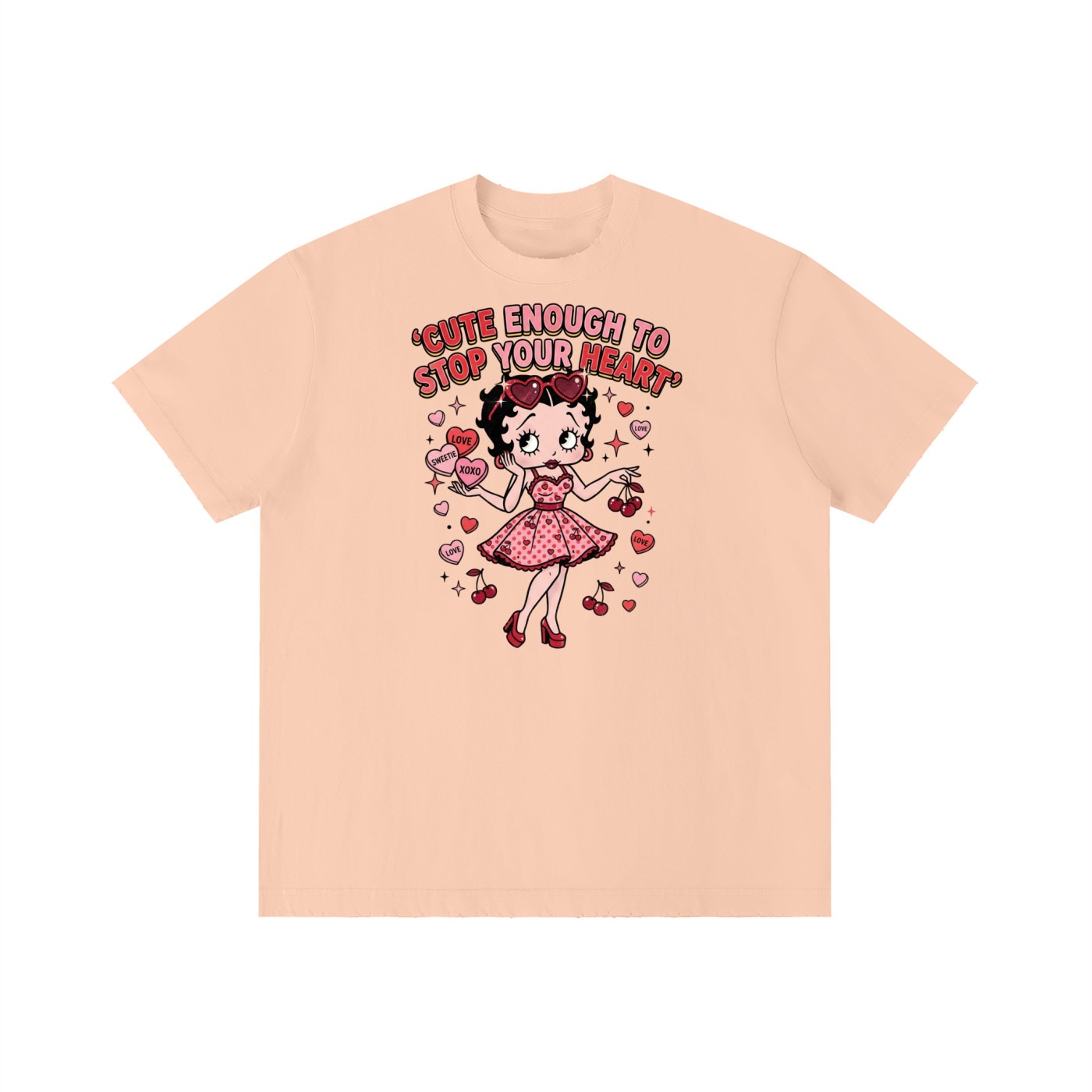 Unisex Vintage Wash Distressed T-Shirt - Betty Boop